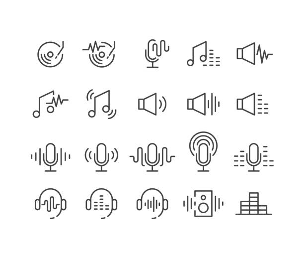 Podcast Icons - Classic Line Series vector art illustration
