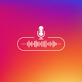 istock Podcast line button white colored on gradient background. Vector illustration. 1179997501
