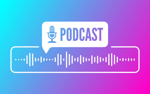 podcast sound audio wave design - audiozubehör stock-grafiken, -clipart, -cartoons und -symbole