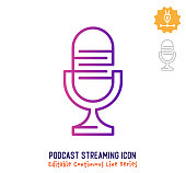 istock Podcast Streaming Continuous Line Editable Stroke Line 1254297708