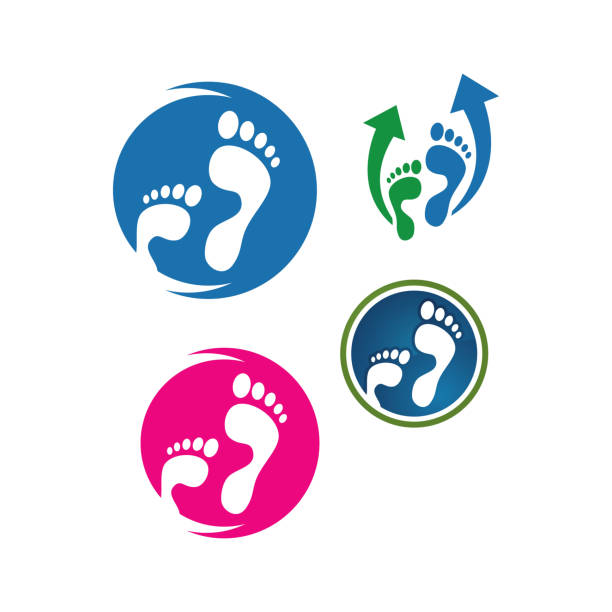 podiatric care foot print logo design vector icon illustration template podiatric care foot print logo design vector icon illustration template bare feet stock illustrations