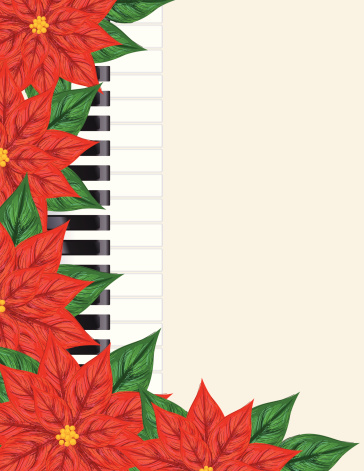 Poinsettia And Piano Keys Christmas Music