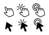 Pointer hand and arrow icons