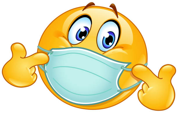 Pointing at himself emoticon with medical mask Emoji emoticon with medical mask over mouth pointing at himself with both hands. Pick me. nurse face stock illustrations