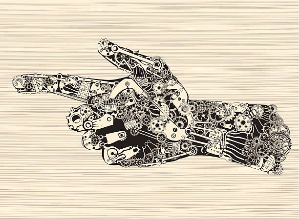 Pointing Finger Mechanic Hand. Pointing Finger Mechanic Hand. robot drawings stock illustrations