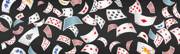 ilustrações, clipart, desenhos animados e ícones de banner espalhado de cartas de poker - coringa desenho
