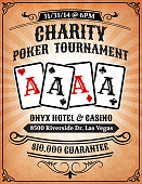 Poker Charity Tournament Poster on Grunge Background