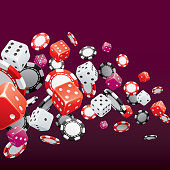 Poker chips and dice background
