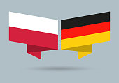istock Poland and Germany flags. Polish and German national symbols. Vector illustration. 1313126554
