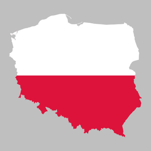 Poland flag inside map borders vector art illustration