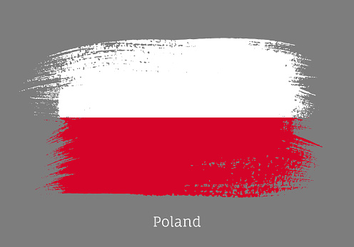 Poland official flag in shape of brush stroke