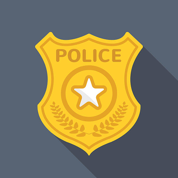 police badge long shadow vector flat icon - fbi stock illustrations