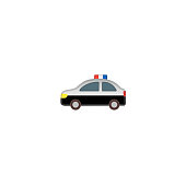 Police Car Vector Icon. Isolated Police Car Side View Cartoon Style Emoji, Emoticon Illustration