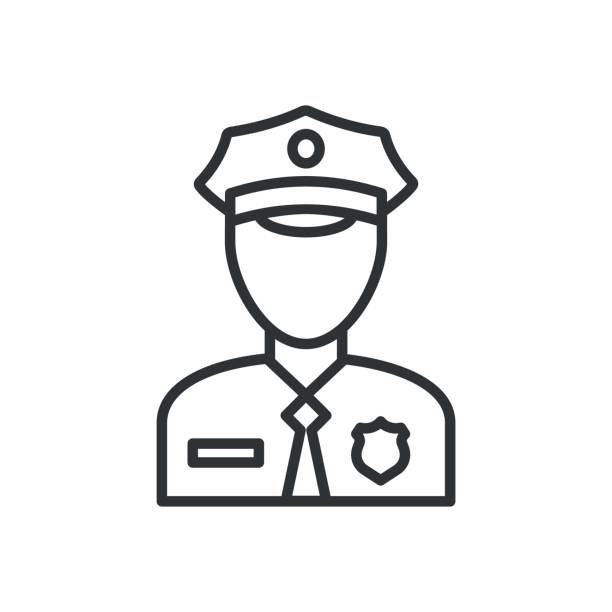 ilustraciones, imágenes clip art, dibujos animados e iconos de stock de vector icono de policía. ilustración de avatar oficial de policía - police