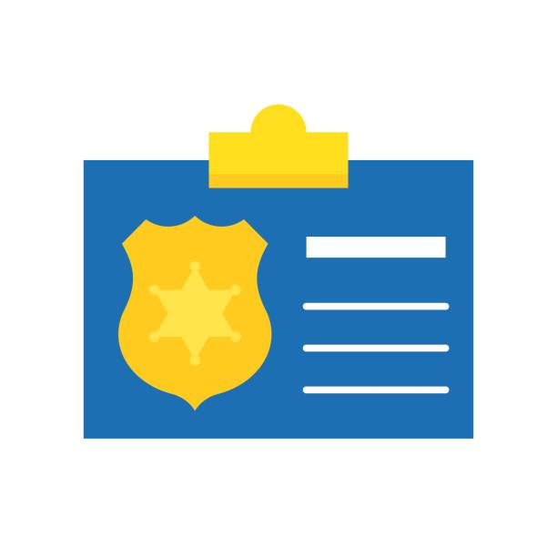 удостоверение личности полиции, значок, связанный с полицией - fbi stock illustrations