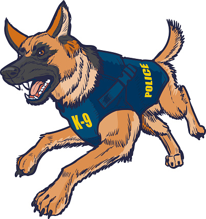 Police K9 German Shepherd Dog with Bulletproof Vest Illustration