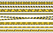 istock Police line do not cross isolated on transparent backdrop. Police tape set. Restriction zone or crime place. Black and yellow striped on white background. Vector illustration 1130559327