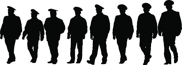 Police men People of special police force on white background police force stock illustrations