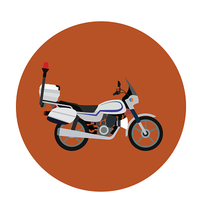 Police Motorcycle Colored Vector Icon