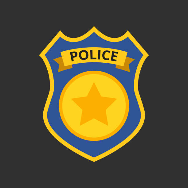 ilustraciones, imágenes clip art, dibujos animados e iconos de stock de icono de la insignia del oficial de policía. ilustración vectorial. - police badge