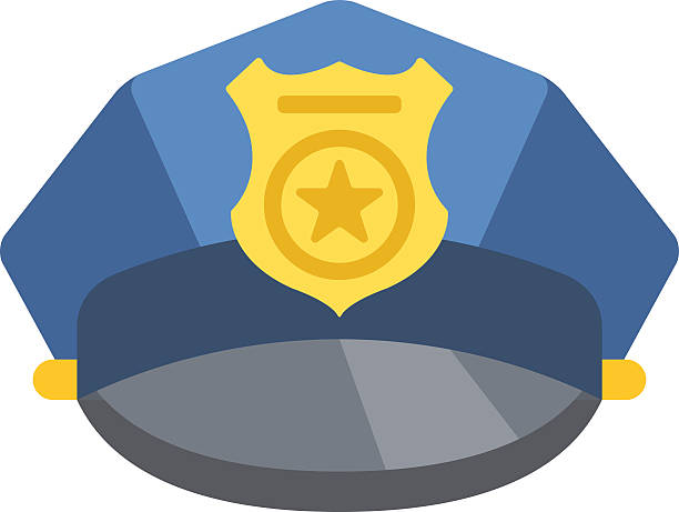 Police peaked cap. Vector police hat icon Police peaked cap. Vector police hat icon. Modern graphic design concept for web banners, web sites, infographics, printed materials. Vector illustration isolated on white background police hat stock illustrations