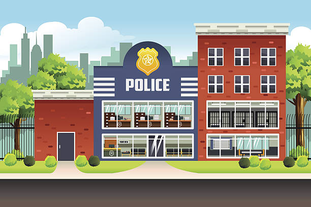 Police Station vector art illustration