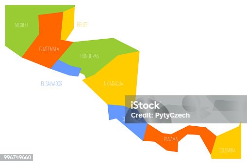 istock Political map of Central Amercia. Simlified schematic flat vector map in four color scheme 996749660