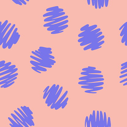 Polka dot seamless pattern. Decorative hand drawn circles. Simple graphic background.