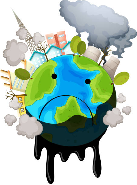 A polluted earth icon vector art illustration