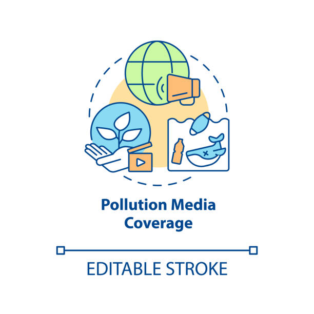 Pollution media coverage concept icon Pollution media coverage concept icon. Drawing attention to environmental problems through mass medias abstract idea thin line illustration. Vector isolated outline color drawing. Editable stroke angry general manager stock illustrations