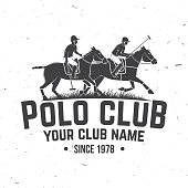 istock Polo club sport badge, patch, emblem, symbol. Vector illustration. Vintage monochrome polo label with rider and horse silhouettes. Polo club competition riding sport. Concept for shirt or symbol, print, stamp or tee. 1361943361