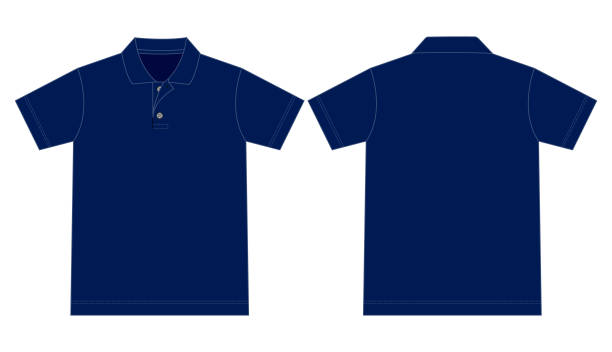 Polo Shirt Vector for Template Navy Blue Color button down shirt stock illustrations
