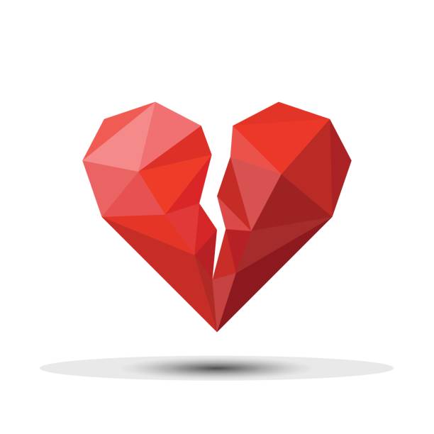 Polygon Red Broken Heart Icon For Valentine's Day. Polygon Red Broken Heart Icon For Valentine's Day. Vector. divorce patterns stock illustrations