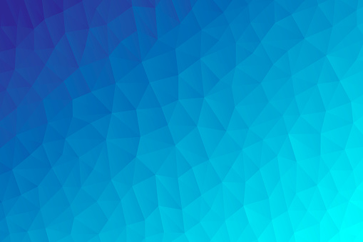 Modern and trendy abstract geometric background in a low poly style. Beautiful polygonal mosaic with a color gradient. This illustration can be used for your design, with space for your text (colors used: Turquoise, Blue). Vector Illustration (EPS10, well layered and grouped), wide format (3:2). Easy to edit, manipulate, resize or colorize.