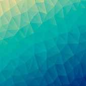 Modern and trendy abstract geometric background in a low poly style. Beautiful polygonal mosaic with a color gradient. This illustration can be used for your design, with space for your text (colors used: Beige, Yellow, Green, Turquoise, Blue). Vector Illustration (EPS10, well layered and grouped), format (1:1). Easy to edit, manipulate, resize or colorize.