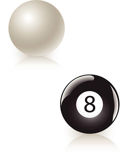 Pool balls Black and white pool ball. cue ball stock illustrations