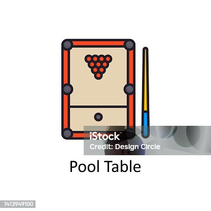 istock Pool Table vector filled outline Icon Design illustration. Sports And Awards Symbol on White background EPS 10 File 1413949100