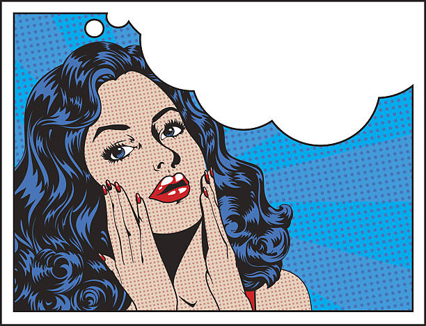 Pop art beauty Beautiful woman in pop art style with thought bubble and room for text. Easy to edit separate layers and global colours beautiful people stock illustrations