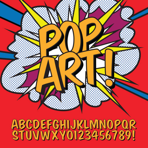 pop art schriftalphabet-vektor - humor stock-grafiken, -clipart, -cartoons und -symbole