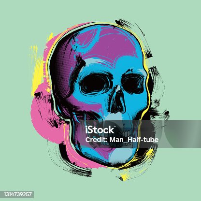 istock Pop Art skull in Andy Warhol stylel 1314739257