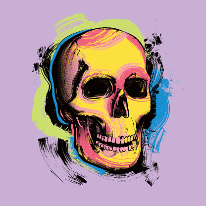 Pop Art skull in Andy Warhol stylel