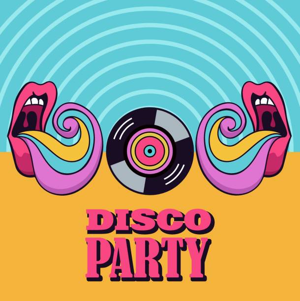 pop art style vector poster for disco party vector art illustration