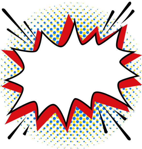 ilustrações de stock, clip art, desenhos animados e ícones de pop art styled speech bubble template for your design. comics pop-art style empty bang shape on a multi color halftone - art