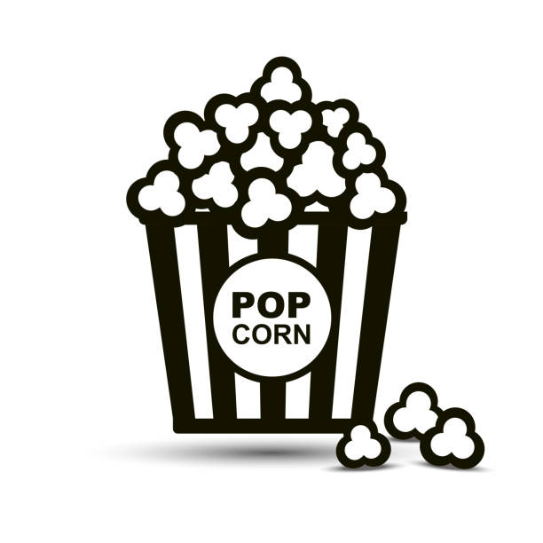 Popcorn icon. Pop corn, bucket, box. Cinema concept. Vector illustration can be used for watching movie, takeaway food, snack Popcorn line icon. Pop corn, bucket, box. Cinema concept. Vector illustration can be used for watching movie, takeaway food, snack popcorn stock illustrations