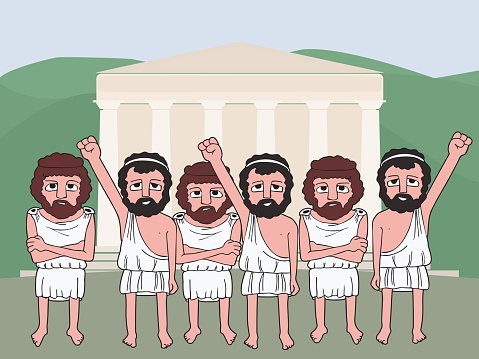 popular voting in Ancient Greece cartoon