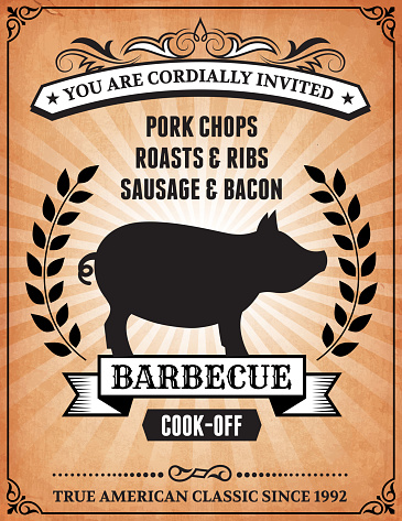 Pork BBQ Event Poster on royalty free vector Background