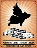 Pork Cook - Off Party Poster on Grunge Background