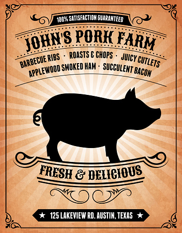 Pork Farm on royalty free vector Background Poster