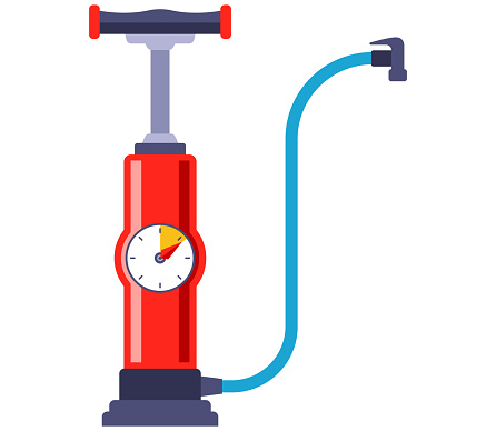 portable bicycle tire inflator. flat vector illustration.