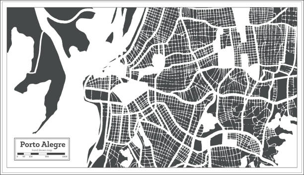 ilustrações, clipart, desenhos animados e ícones de porto alegre mapa da cidade do brasil em estilo retrô. mapa de contorno. - porto alegre